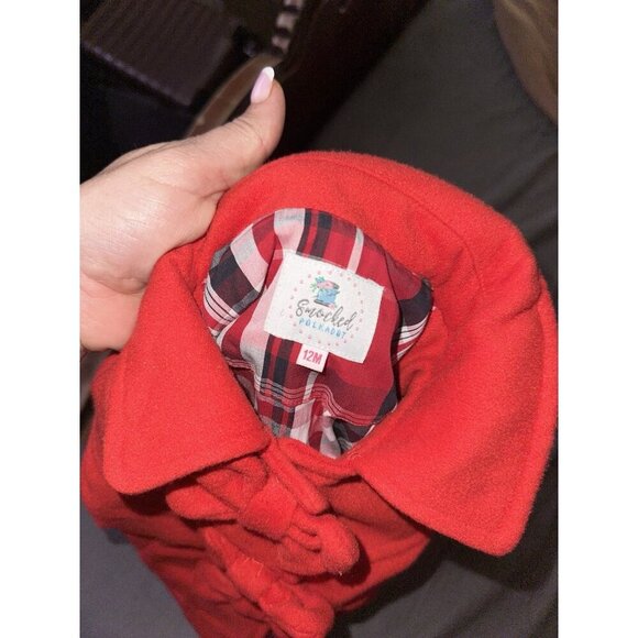 girls smocked polkadot red jacket 12 months - Picture 2 of 3